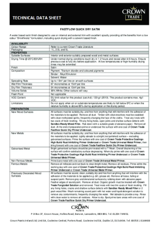 Fastflow QD Satin Technical Data Sheet