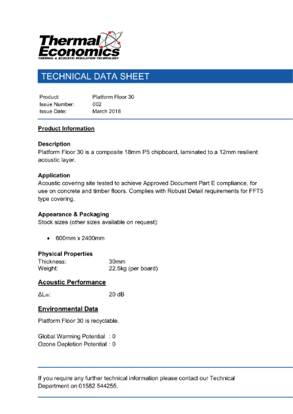 Platform Floor 30 Technical Data Sheet