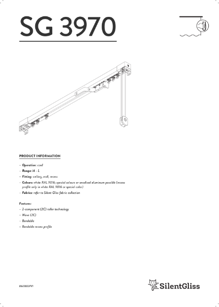 Silent Gliss Cord Operated Curtain Track SG 3840