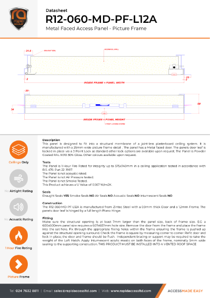 Datasheet - Loft Hatch One Hour Fire Rated