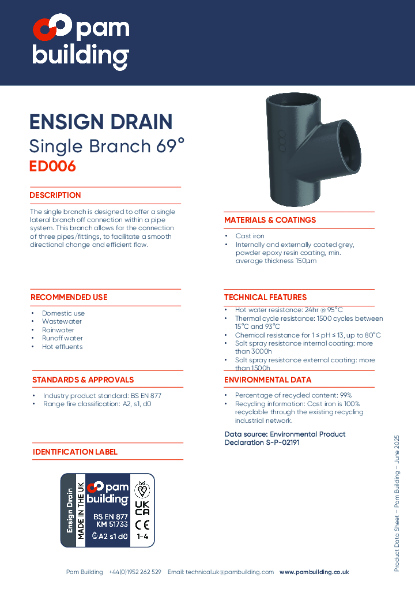 ED006 - 69° SINGLE BRANCH