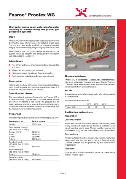 Proofex WG Technical Datasheet