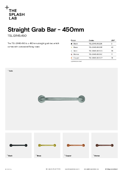 Straight Grab Bar 450mm Datasheet