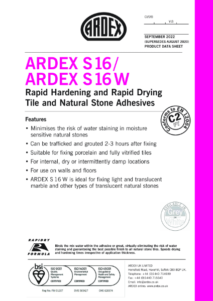 ARDEX S 16 Datasheet