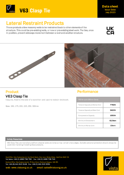 V63 Clasp Tie Data Sheet