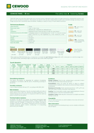 35 mm CEWOOD Panel - Technical Data Sheet