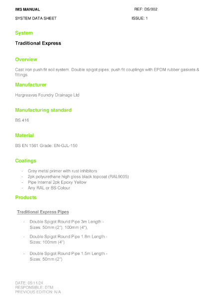 DATASHEET - Traditional Express (TX) System