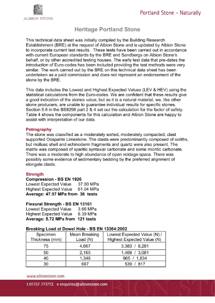 Heritage Portland Stone Datasheet