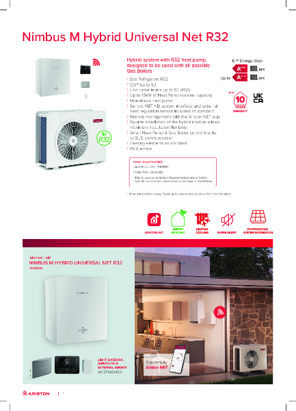 ARISTON Nimbus M HYBRID - Data Sheet