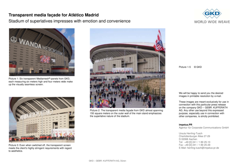 Transparent media façade for Atlético Madrid