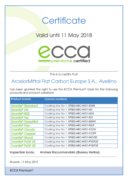 ECCA Premium - Certificate ArcelorMittal FCE Avellino