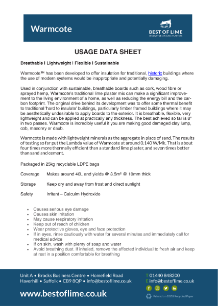 Warmcote Data Sheet