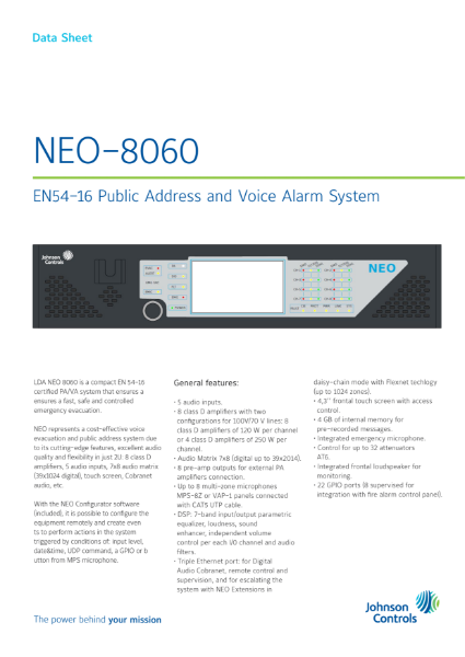 590.001.001 NEO8060 Public Address and Voice Alarm System
