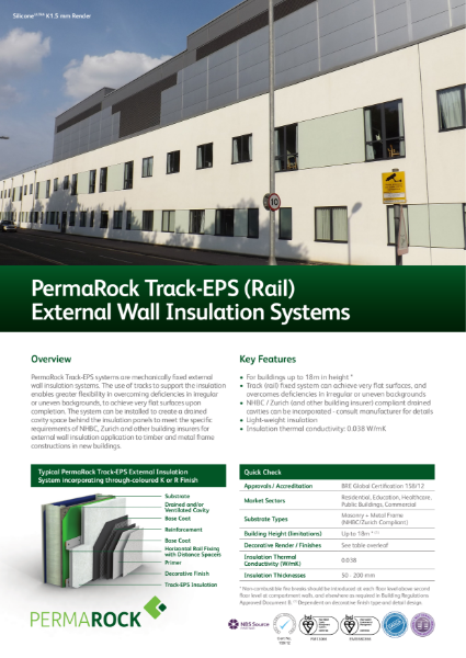 PermaRock Track-EPS (Rail) External Wall Insulation Systems (drained cavity systems to meet the requirements of NHBC, Zurich and other building insurers)