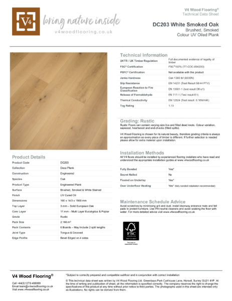 DC203 White Smoked Oak I Technical Datasheet