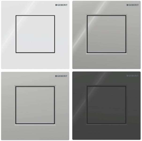 Geberit urinal flush control with pneumatic flush actuation, Type 01 flush plate, square