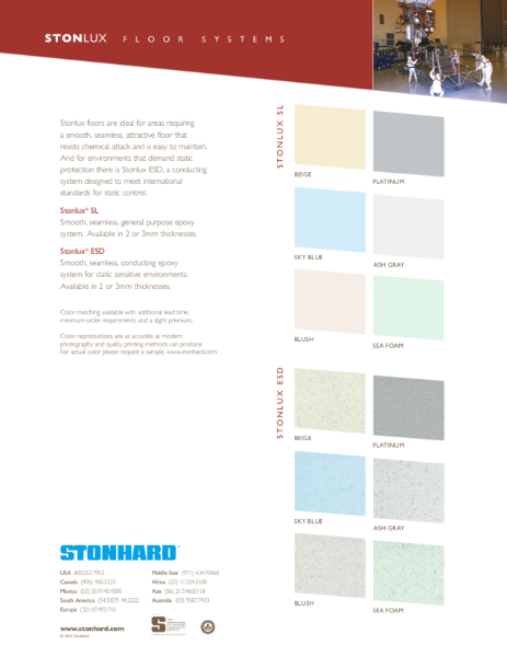 Stonlux Resin Flooring System Colour Chart