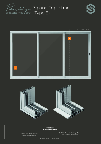 Lift & Slide Patio Triple Track (3 Pane) Data Sheet