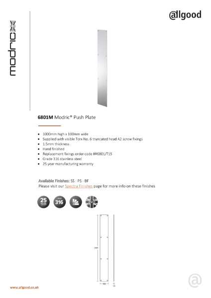 6801M-Datasheet Iss02 Modric® Push Plates