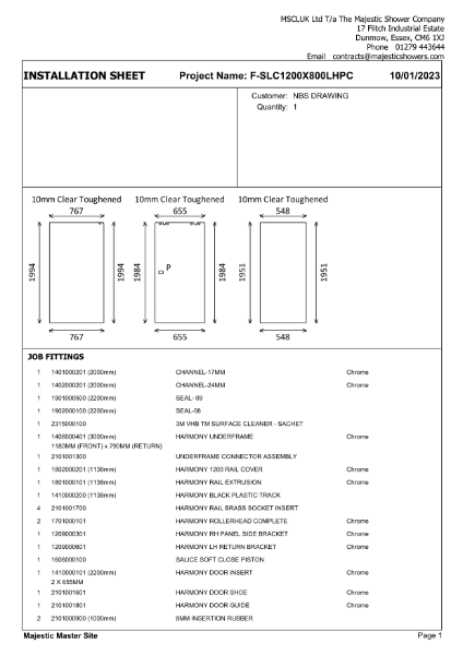 Installation Sheet - Harmony Corner 1200mm x 800mm - Left Hand