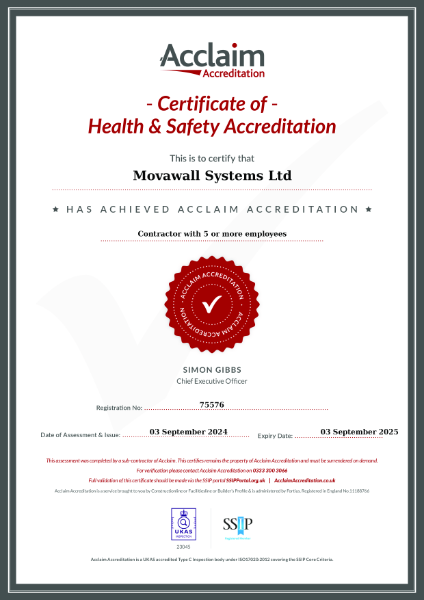 Movawall Systems Ltd - Acclaim