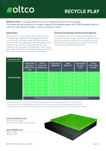 Recycle Play Data Sheet