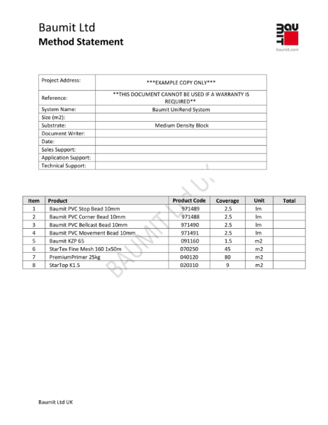 UniRend System - Method Statement