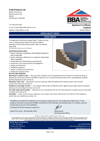 CODA Cavity Tray BBA