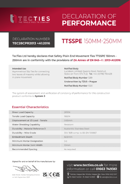 TTSPE Declaration of Performance