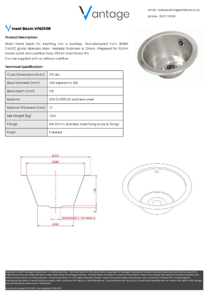 Product Data Sheet - VIN260R