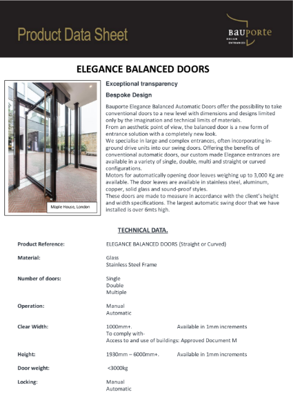 Bauporte Elegance Balanced Doors
