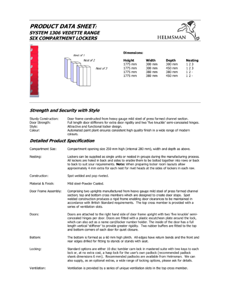 Product Data Sheet - 6 Compartment