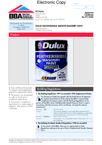 British Board of Agrément (BBA) - certficate