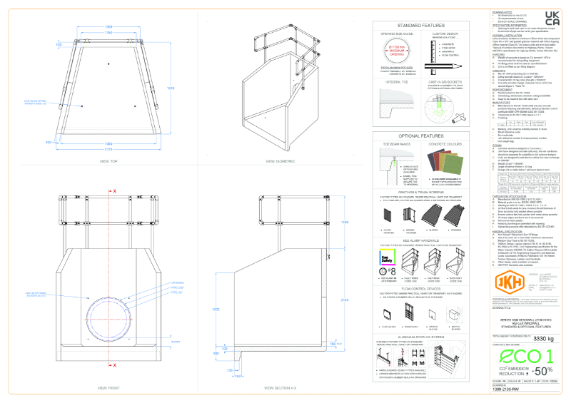 SERIES 1000 HEADWALL (REFLEX WINGWALL, 2130mm HIGH)