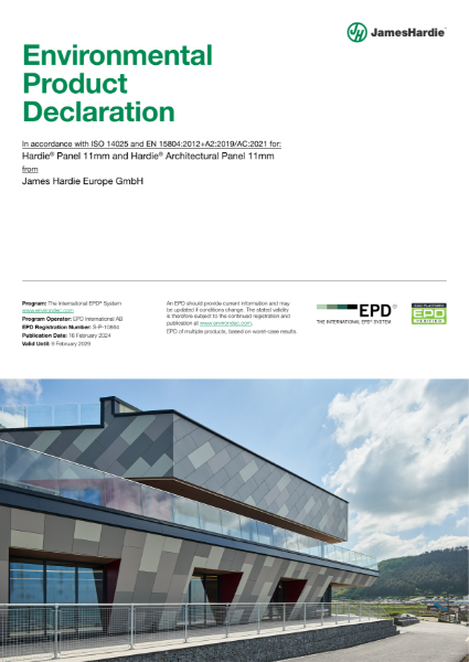 Hardie® Panel and Hardie® Architectural Panel 11mm Environmental Product Declaration