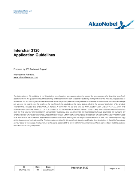 Interchar® 3120 Application Guidelines