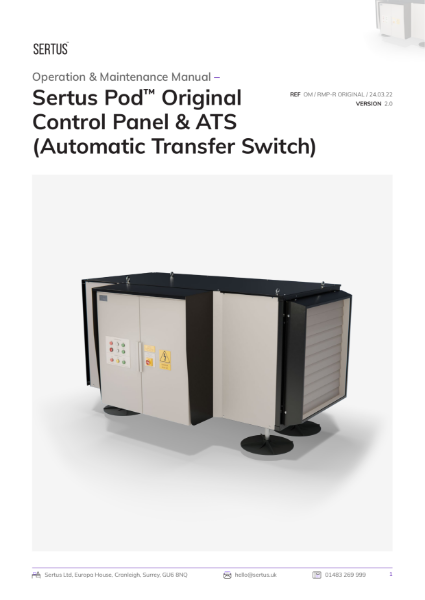 Sertus Pod Original Operation & Maintenance Manual