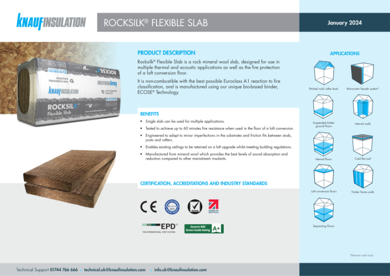 Knauf Insulation Rocksilk® Flexible Slab - Product Datasheet