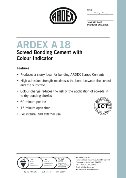 ARDEX A 18 Datasheet