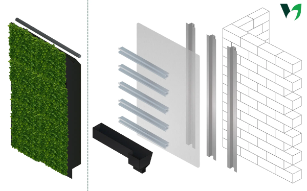 Viritopia Polypropylene Module - Top Hat Build-Up - Modular Living Green Wall System