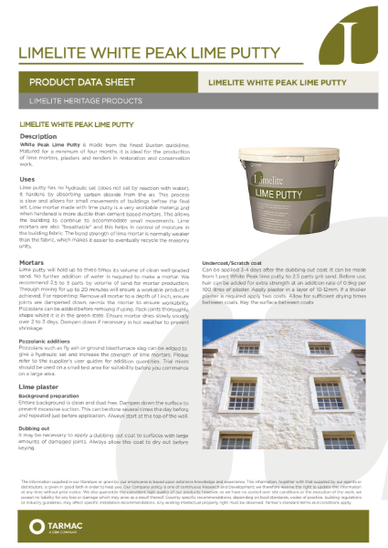 Limelite White Peak Lime Putty