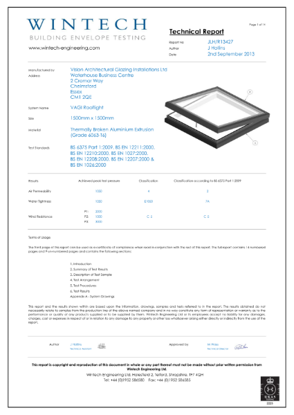 Air & Water Permeability Test Certificate