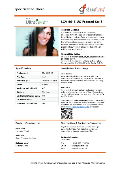 SGV-6613-UG Frosted Strie Simulated Window Film