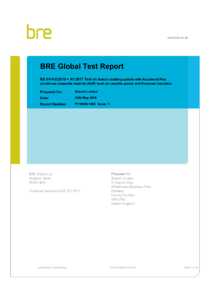 BRE Global Test Report BS8414-2 Optima TFC, 4mm Alucobond Plus