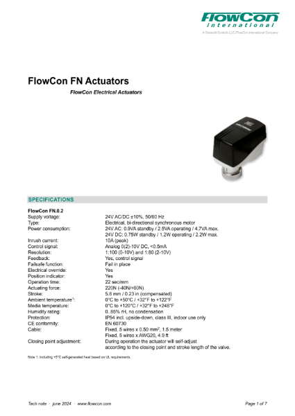 FlowCon FN Actuator Range