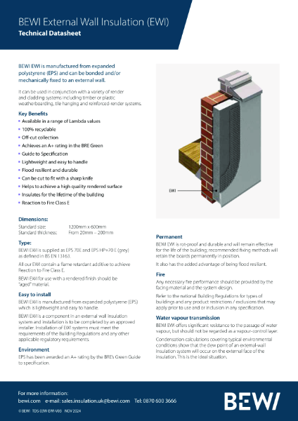 External Wall Insulation Technical Data Sheet