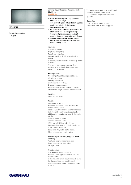 GW452120 Product Specification Sheet