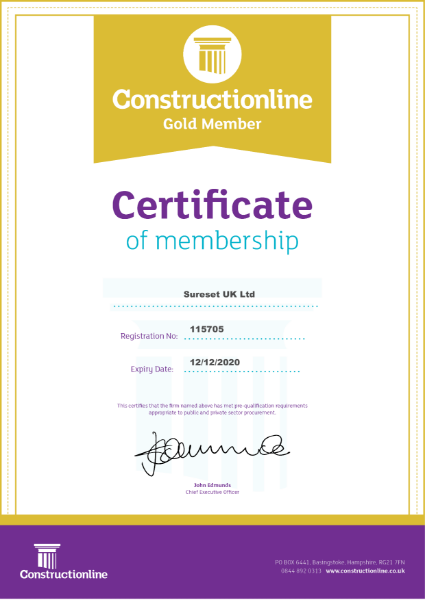 Constructionline Gold Member Certificate