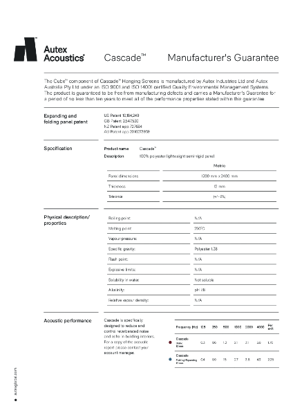 Cascade Manufacturers Guarantee