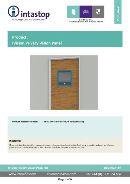 Data Sheet - IVision Privacy Vision Panel
